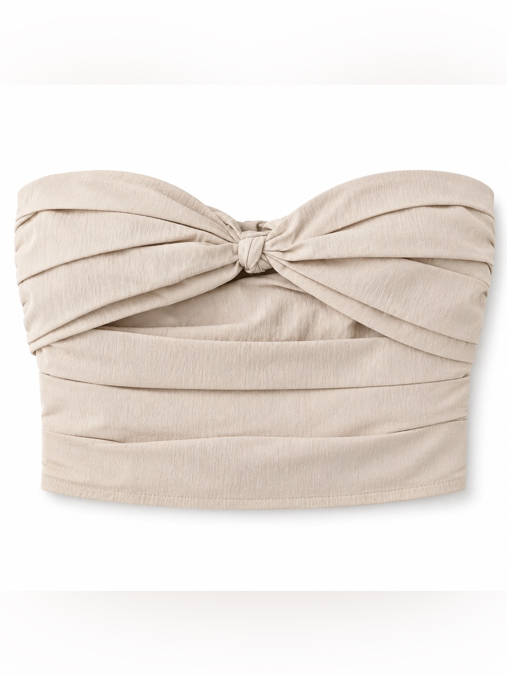 En Saison Lily Crop Top Taupe Strapless Smocked Back Bandeau NWT Size Medium M